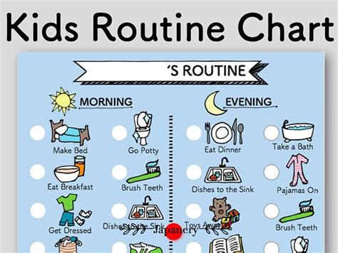 Kids Chore Routine Chart Morning And Evening Etsy Routine Chart