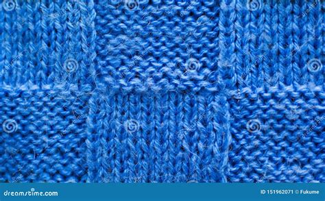 Blue Background Of Knitted Yarn Texture Pattern Knitted Fabric Stock