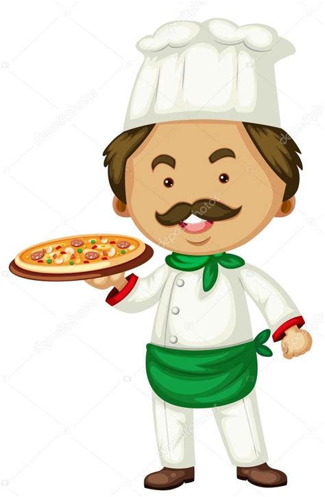 Male Chef And Italian Pizza Stock Illustration By ©interactimages