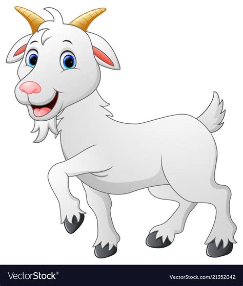 A Cartoon Goat With Horns Standing And Smiling