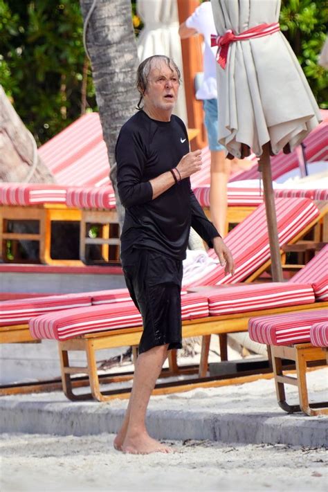 Paul Mccartney Gets Drenched As He Hits The Beach In St Barts With Wife