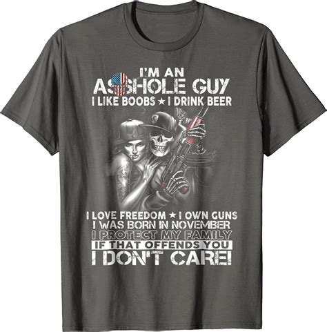 Mens Im An Asshole Guy Love Freedom Guns Born In November Tshirt Clothing