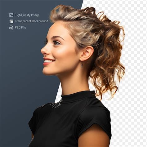 Premium Psd Psd Profile Side View Portrait Of Attractive Cheerful