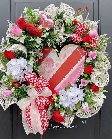Valentines Wreath Valentine Door Wreath Red Heart Wreath Wreath With