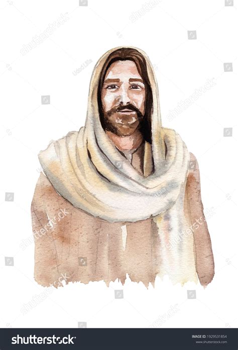 Watercolor Illustration Jesus Christ On White Stock Illustration