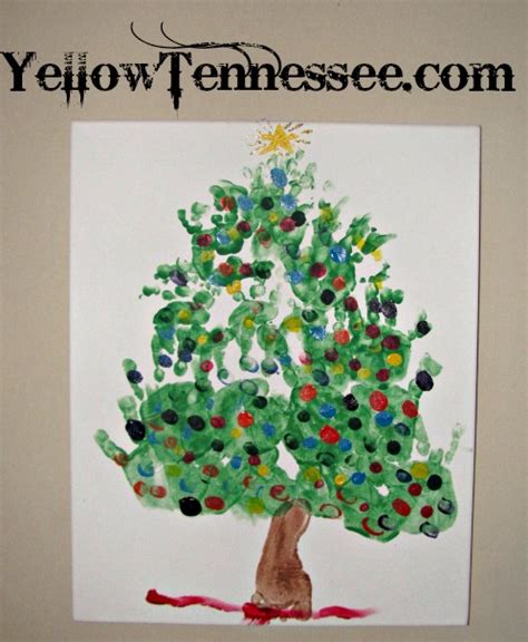 Adorable Hand And Foot Print Christmas Tree Craft Yellow