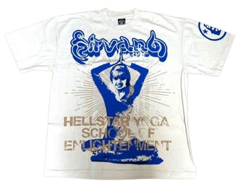 Hellstar White And Blue Yoga T Shirt Whats On The Star