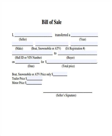 Printable Atv Bill Of Sale