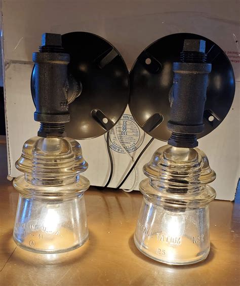 Pair 2 Glass Insulator Pair Of Vintage Clear Wall Sconce Etsy