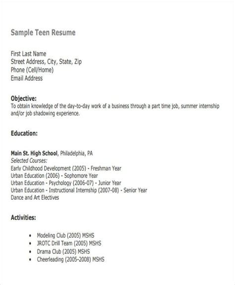 Top resume examples for teens (with templates). first time resume templates balepmidnightpigco in 2020 ...