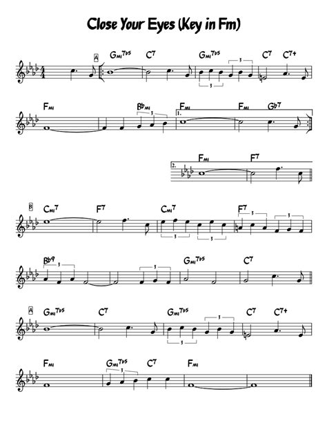 Close Your Eyes Key In Fm Sheet Music Download Free In Pdf Or Midi