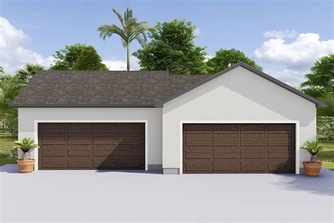 Offset 4 Car Garage With Stucco Exterior 61282ut Architectural