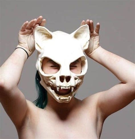 Sm Kitty Skull Mask With Ears And Movable Jaw Skull Mask Cat Skull