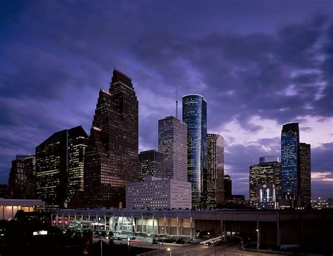 Photography Of City Skyline Houston Dusk Downtown Cityscape Texas