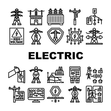 Premium Vector Electric Grid Energy Power Icons Set Vector