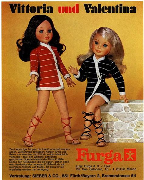 German Language Trade Advertisement For Fashion Dolls Vittoria And Valentina Featuring Stuffed