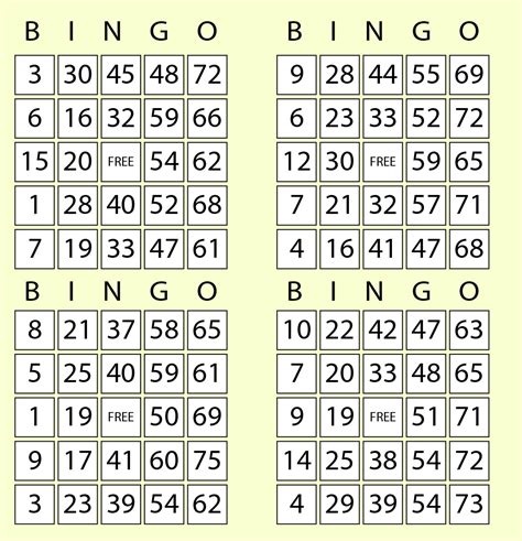 Bingo Sheets Printable