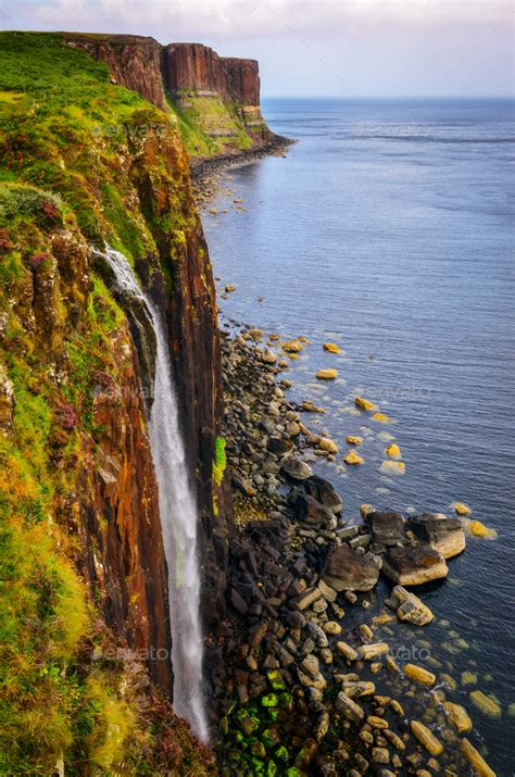 Kilt Rock Coastline Cliff In Scottish Highlands Scotland Stock Photo
