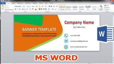 How To Make Banner Design Microsoft Word Template 2010 Youtube
