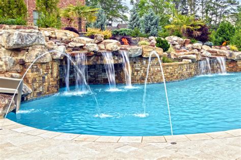 Large Custom Freeform Pool With Slide Grotto Waterfall And