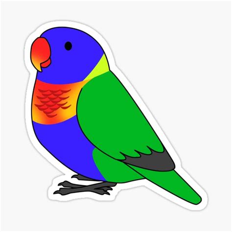 Rainbow Lorikeet Parrot Cartoon Drawing Sticker For Sale By