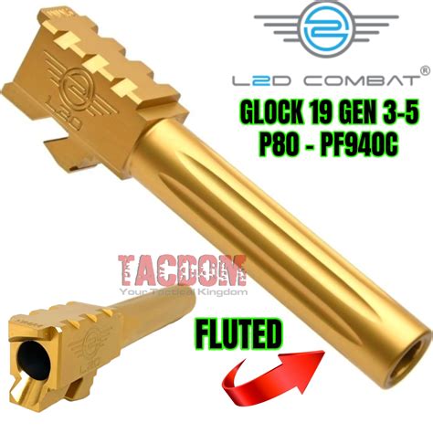 L2d Combat Precision Fluted Match Barrel For Glock 19 Gen 345 Gold
