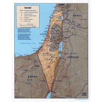 Large Political Map Of Israel With Relief Roads Railroads And Major