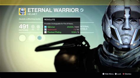 Destiny New Exotic Eternal Warrior Titan Helmet Youtube