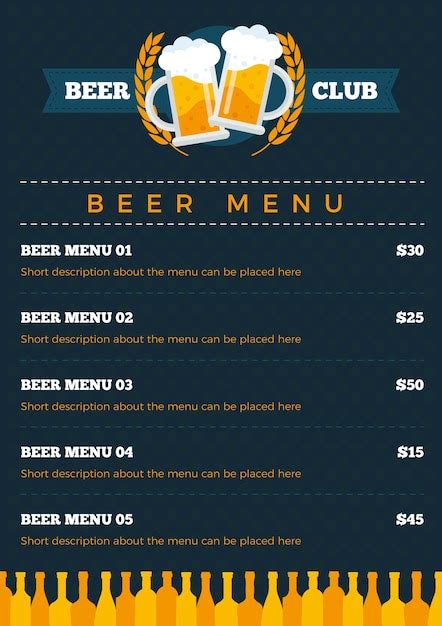 Free Vector Vintage Beer Menu Template