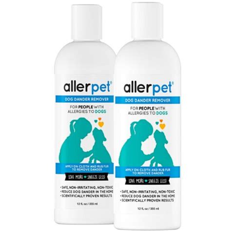 Allerpet 2 Pack 12 Ounce Dog Dander Remover Pet Allergy Relief Allergen