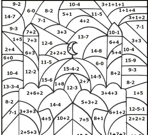 Coloring pages featuring addition, subtraction, multiplication, and division. Calculated Coloring : Copy Of Single Digit Multiplication ...