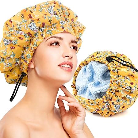 Amazon Com Luxury Shower Cap For Women Waterproof Reusable Shower