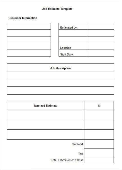 Blank Free Printable Estimate Forms Printable Blog Vrogue