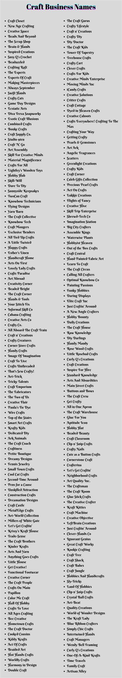 700 Craft Business Names Ideas To Choose From