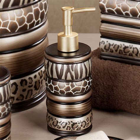 Safari Stripes Animal Print Bath Accessories In 2021 Bathroom Decor