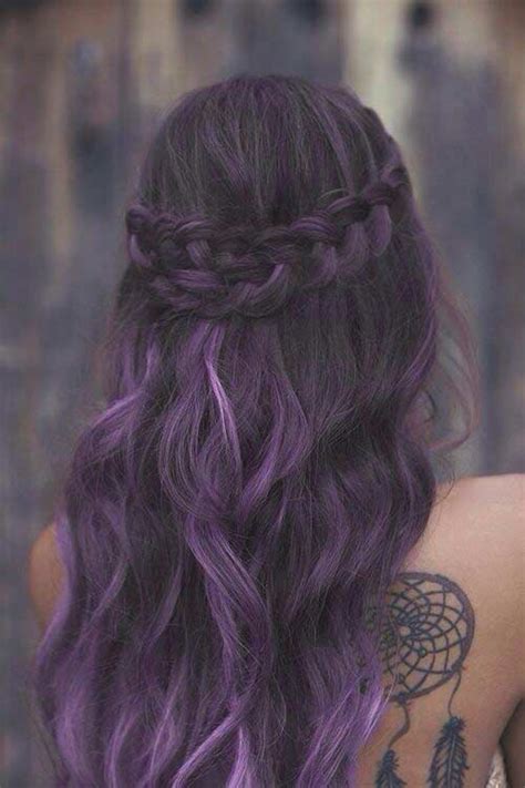 Dark purple hair extensions, clip in hair streaks lavender, violet mermaid hair, lilac pastel hair, cosplay summer, highlights, fancy hair. 21 Bold and Trendy Dark Purple Hair Color Ideas | StayGlam