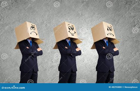 Ñ„business People Wearing Boxes Stock Photo Image Of Concept Head