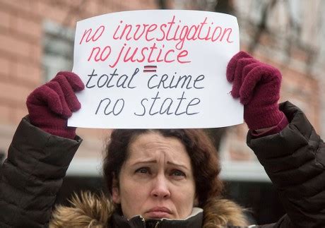 Ukrainian Activist Holds Placard During Their Editorial Stock Photo