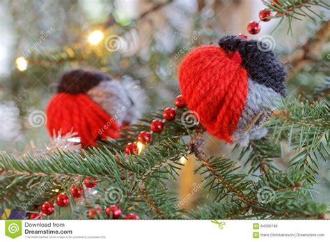 Christmas Birds Decorations In The Christmas Tree Stock Photo Image