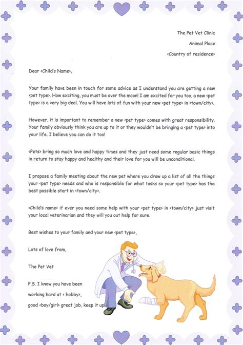 Personalised Letter From The Pet Vet New Pet From Theletterfairy On
