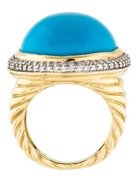 David Yurman 18k Turquoise And Diamond Cocktail Ring Rings Dvy41736 The Realreal