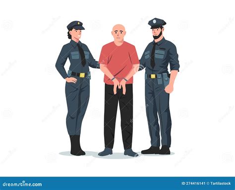 Police Arrest. Policeman And Policewoman Arresting Criminal With