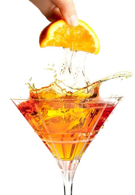 Splash Cocktail With Orange Stock Image Image Of Alcohol Macro 25377539