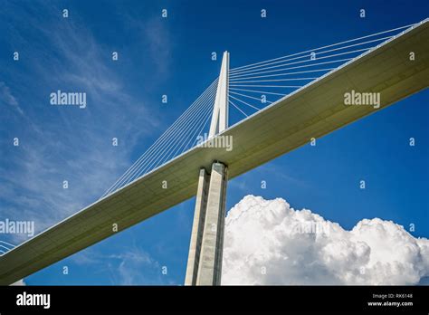 The Millau Suspension Bridge And One Of Its Enormous Supports From