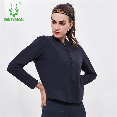 vansydical breathable women sport running hooded yoga jacket womens long sleeve zipper