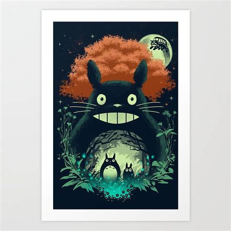 An Image Of Totoro And Cat In The Forest