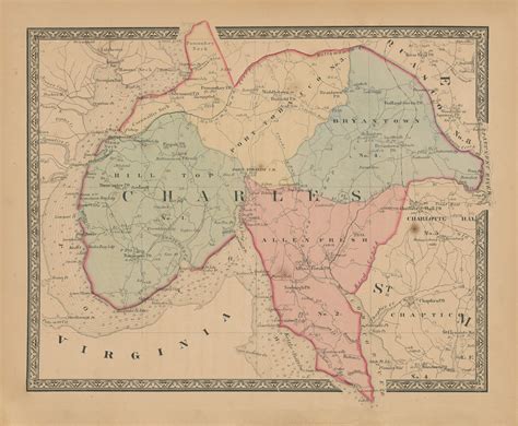 Charles County Maryland 1866 Map Replica Or Genuine Original