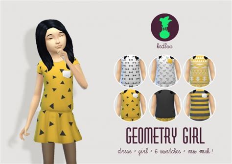 Budgie2budgie Geometric Dress For Girls Sims 4 Downloads