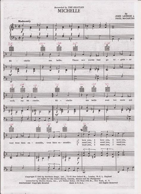 Einfach und schnell noten downloaden: Michelle The beatles - Spartito - Music sheet | Spartiti ...