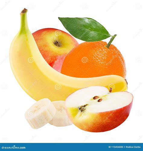 Isolated Apple Banana And Orange On White Stock Photo Image Of